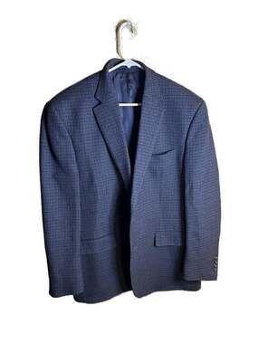 Chaps Men's Blue Micro-Houndstooth Two-Button Sport Coat Blazer